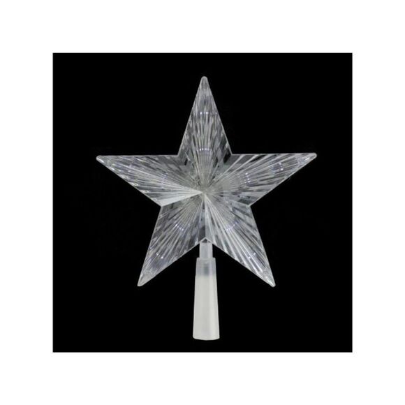 - Northlight 8" Pre-Lit Clear Crystal Star Christmas Tree Topper - Picture 2 of 2
